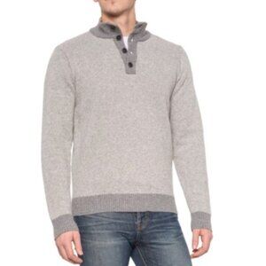 Luca Nobili Men's Gray Wool‎ Blend Quarter Button Pullover Sweater Size XXL NWOT
